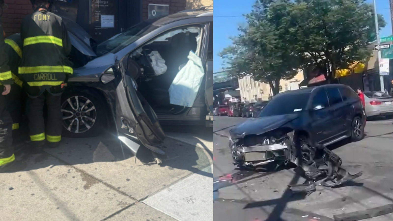 Car smashes into Chase bank entrance in Cypress Hills section of Brooklyn; 5 injured