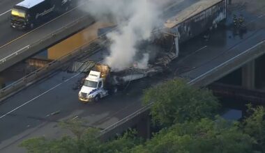 2 tractor-trailers crash on NJ Turnpike, burst into flames snarling traffic in Carteret