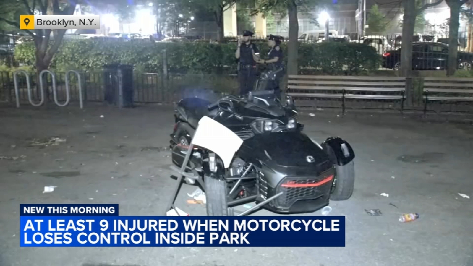 12 injured when motorcycle strikes group inside Commodore Barry Park in Brooklyn