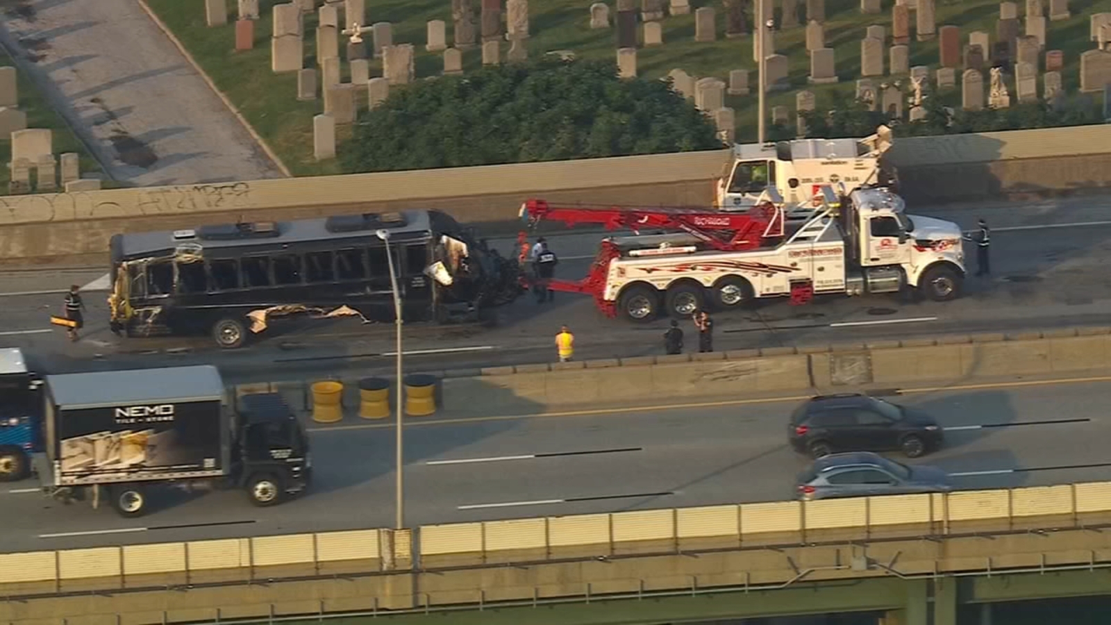 New York City crash: 2 killed, dozens injured after bus carrying Royal Jordanian crew from JFK to hotel rolls over on Long Island Expressway