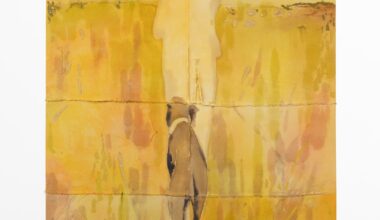 Tessa Greene O’Brien, Izzy in the Field, 2026. Oil, bleach, wax resist on dyed and sewn canvas over panel. 60 × 48 inches. Courtesy the artist and Alexandre.