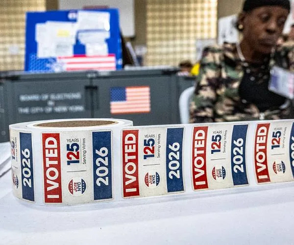 <p>A polling station in Manhattan on Tuesday (Getty)</p>
