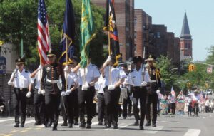 The Aviation High School Color Guard Drill Team and Drum Corps.