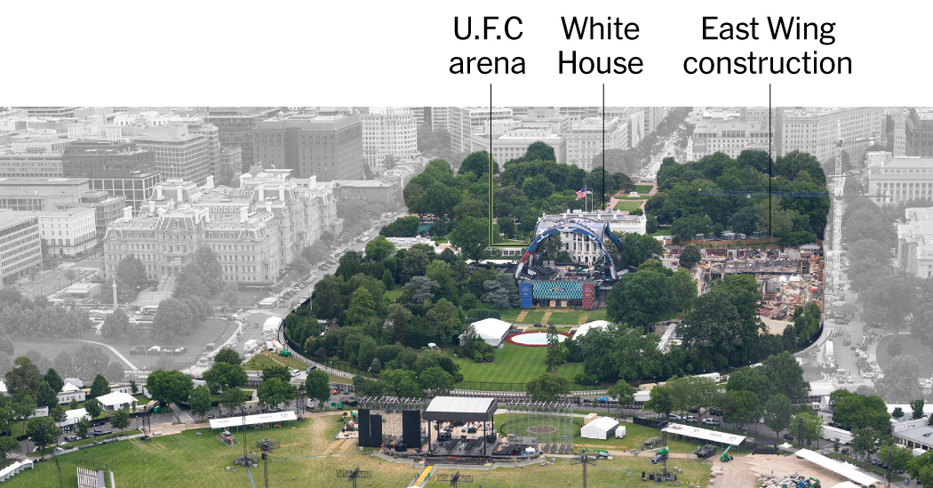 How Trump and the U.F.C. Transformed the White House Lawn for a Fight
