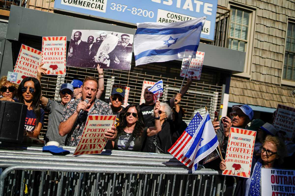 Pro-Israel activists rally outside Brooklyn coffee shop after Goldman coffee controversy