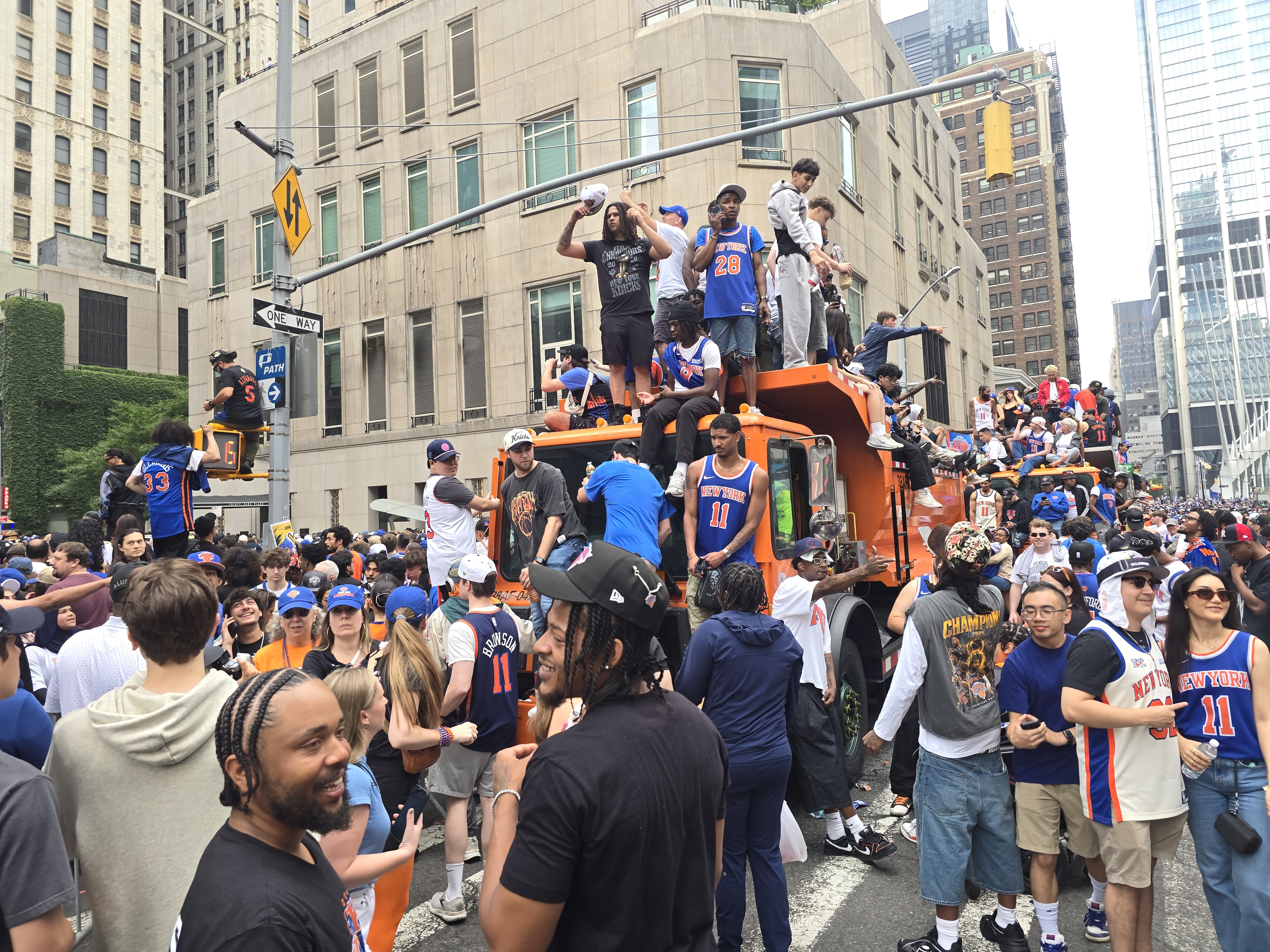 New York Knicks ticker-tape parade down Manhattan's "Canyon of Heroes" to celebrate their 2026 NBA Championship