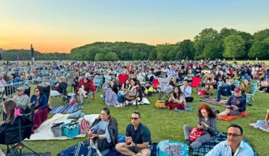 Audience members of all ages gathered at Van Cortlandt Park for a free performance by the New York Philharmonic.