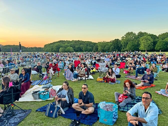 Audience members of all ages gathered at Van Cortlandt Park for a free performance by the New York Philharmonic.