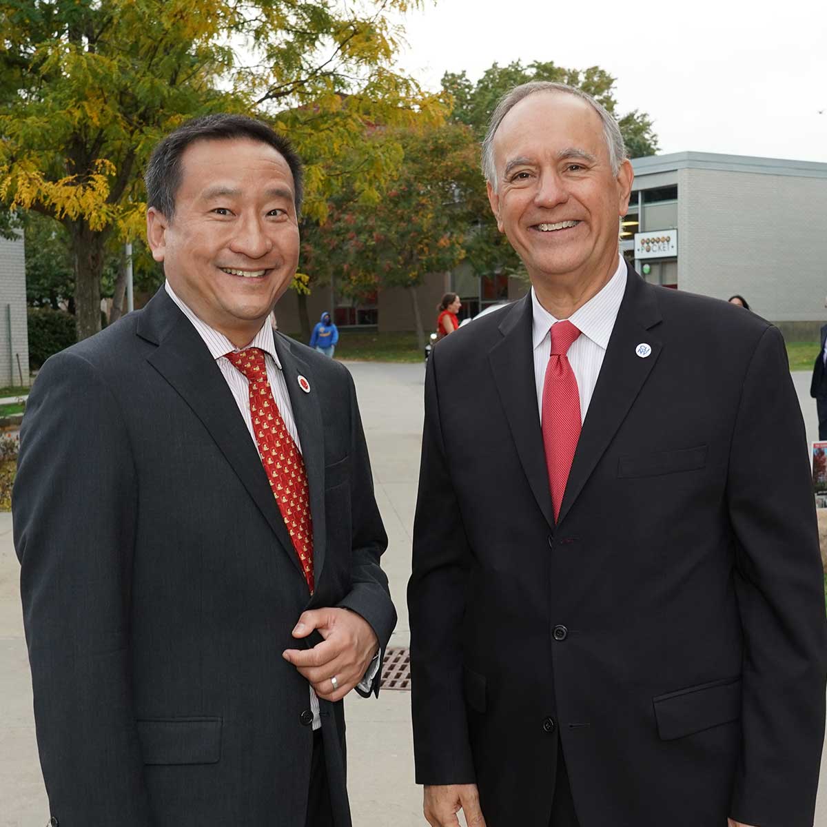 Queens College President Frank H. Wu and CUNY Chancellor Félix Matos Rodríguez