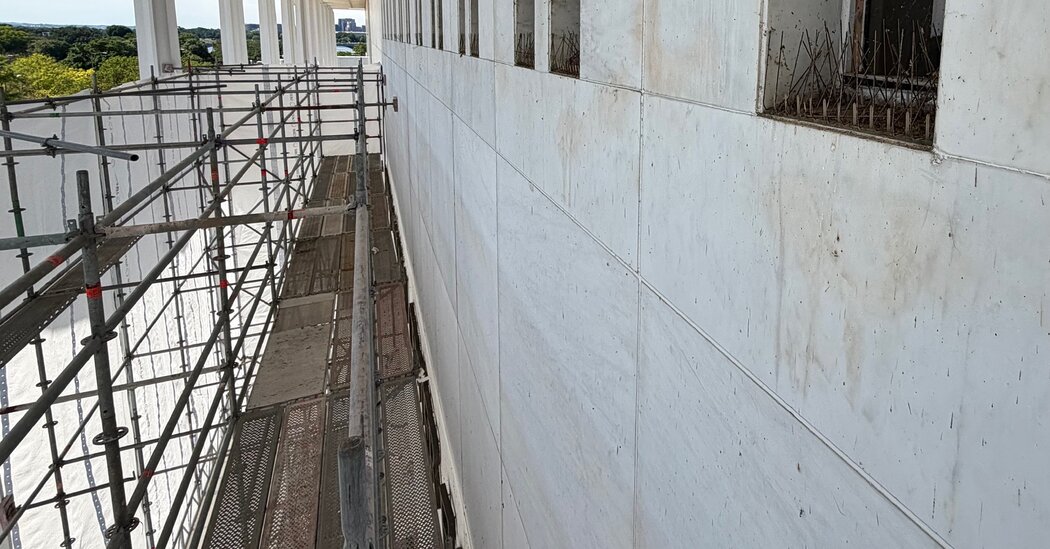 Photos Behind Kennedy Center Tarps Show No Sign of Trump’s Name