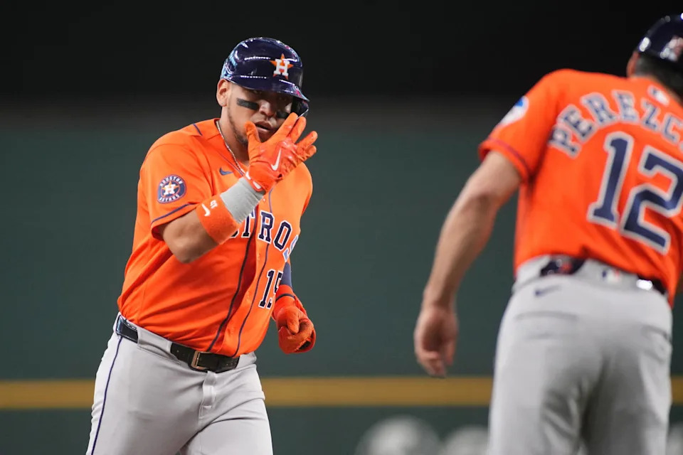 Houston Astros third baseman Isaac Paredes. Credit:&nbsp;Raymond Carlin III-Imagn Images.