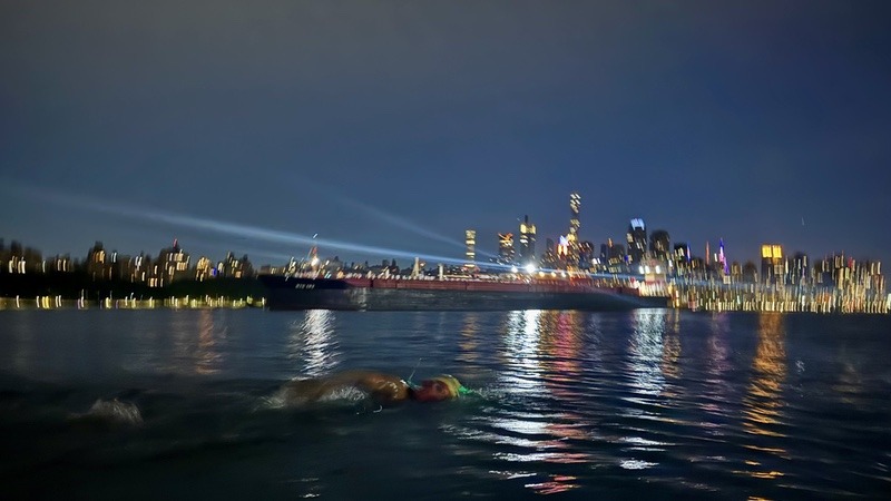 Mohamed Lahna completes Manhattan swim to kickstart Triathlon Across America challenge