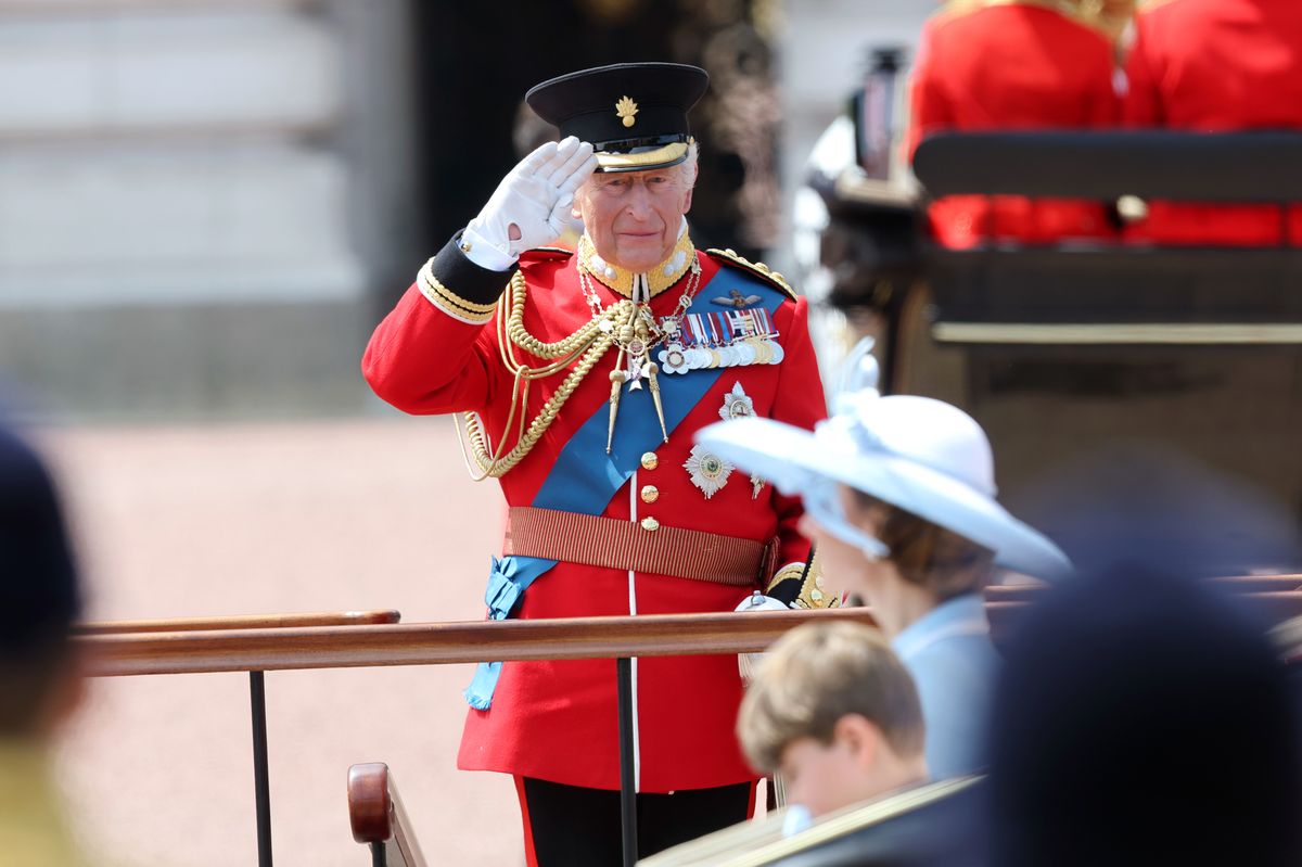 King Charles III salutes the troops during Trooping the Colour 2026, one of the most important military and royal ceremonies of the year.