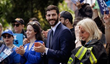 Alex Bores, a New York State assemblyman running in the Democratic primary for a Manhattan congressional district, at a campaign event in New York, on May 30.