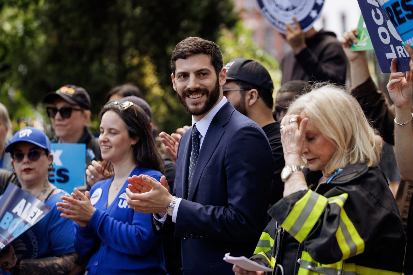 Alex Bores, a New York State assemblyman running in the Democratic primary for a Manhattan congressional district, at a campaign event in New York, on May 30.