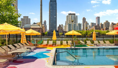 NYC's most vibrant waterfront pool is tucked onto a hidden island — featuring 360° skyline views, lounge decks, and a massive 60-foot swim lane