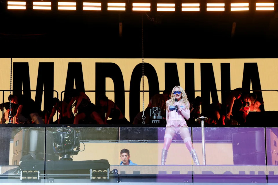 Madonna performs during a surprise concert in Times Square, in New York City June 4, 2026.