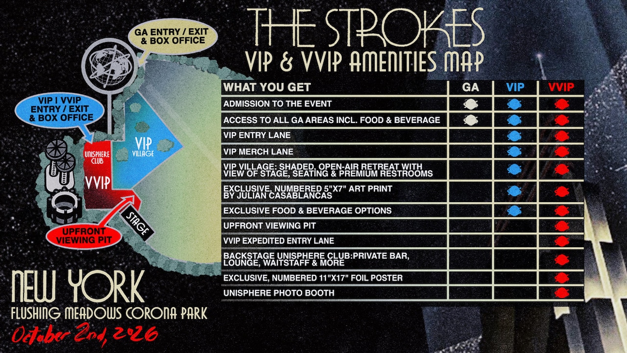 The Strokes ticket tier amenities