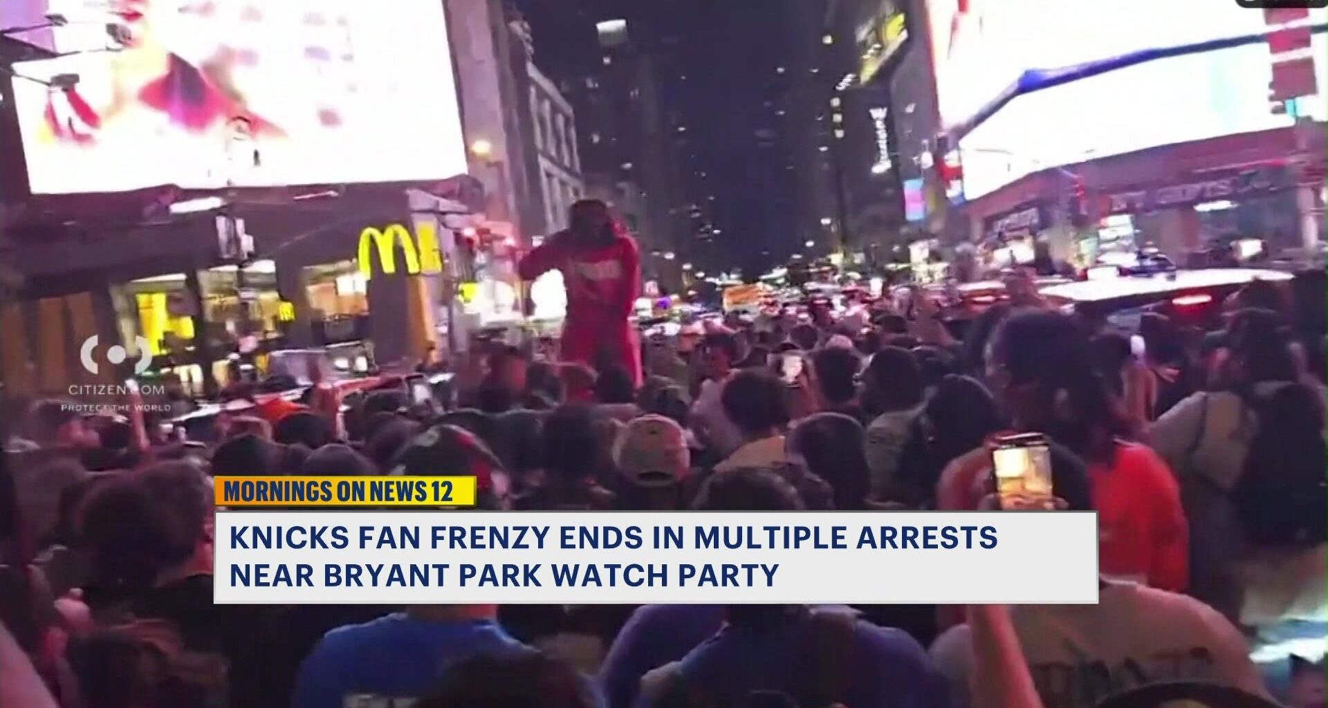 News 12 | Brooklyn | Knicks Loss Followed By Arrests Injuries As Crowds Spill Into Manhattan Streets