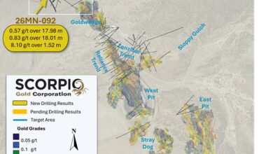 Scorpio Gold Drills 2.56 g/t Gold over 13.38 Metres from 293.28 Metres Within Manhattan Caldera, at Black Mammoth