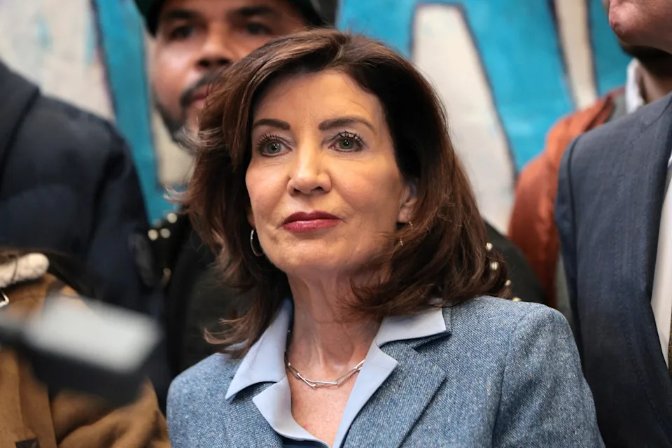 Michael M. Santiago/Getty Images, FILE - PHOTO: In this March 19, 2026, file photo, New York Gov. Kathy Hochul attends a press conference in New York.