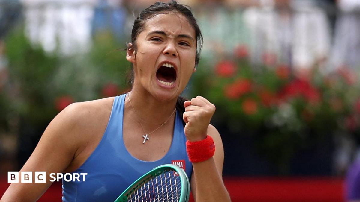Emma Raducanu reacts to winning a point during her Queen's defeat by Donna Vekic