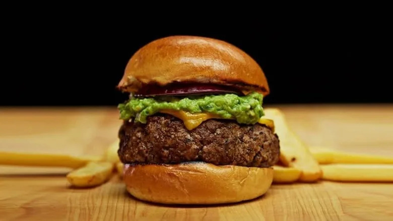 Burger and fries on a table