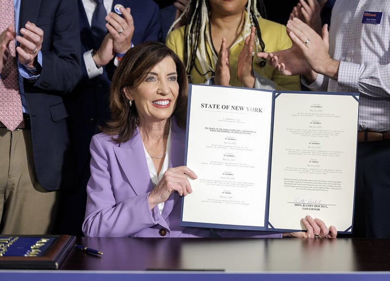Hochul signs $269 billion budget with new pied-à-terre tax for NYC