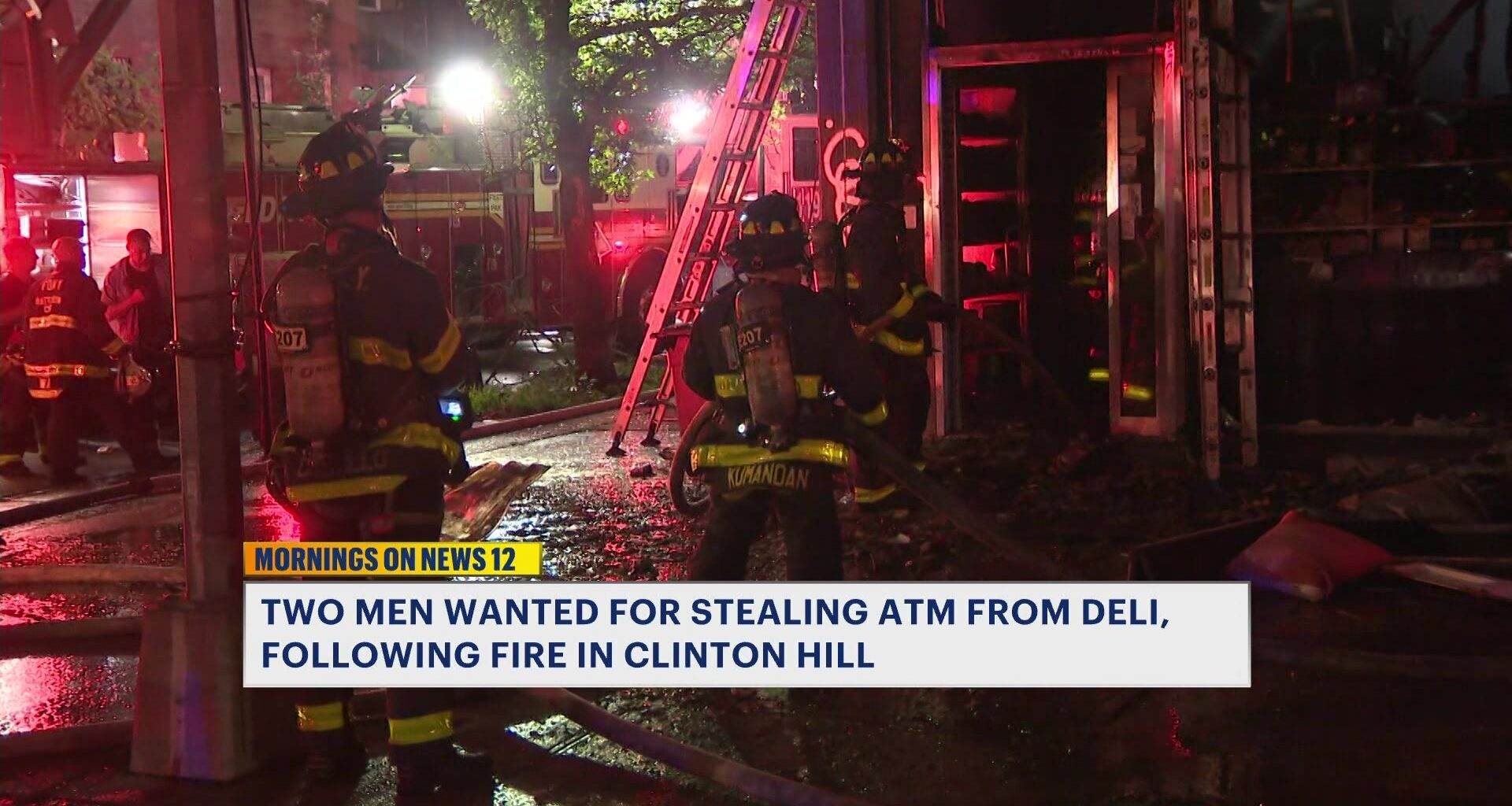 News 12 | Bronx | Two Men Wanted For Stealing Atm Machine From Deli Following Fire In Clinton Hill