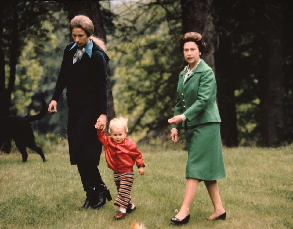 Peter pictured with his mom Princess Anne and grandmother Queen Elizabeth at Balmoral in 1979