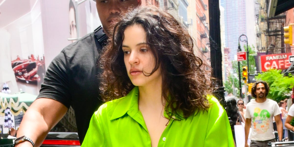 Rosalía Continues Her NYC Style Streak With a Lime-Green Silk Button Down