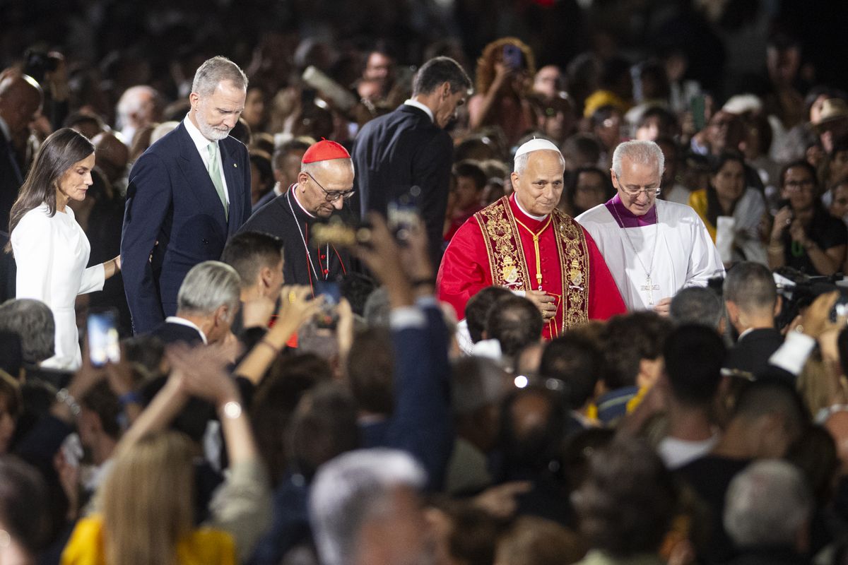 King Felipe, Queen Letizia and Pope Leo XIV celebrate a historic chapter in the story of the world's tallest church.