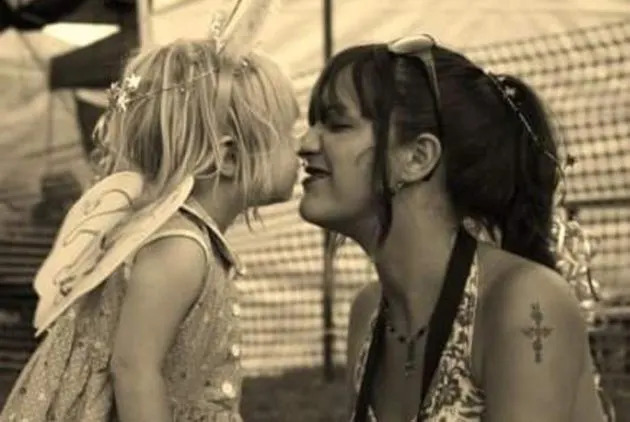 The author with her mother