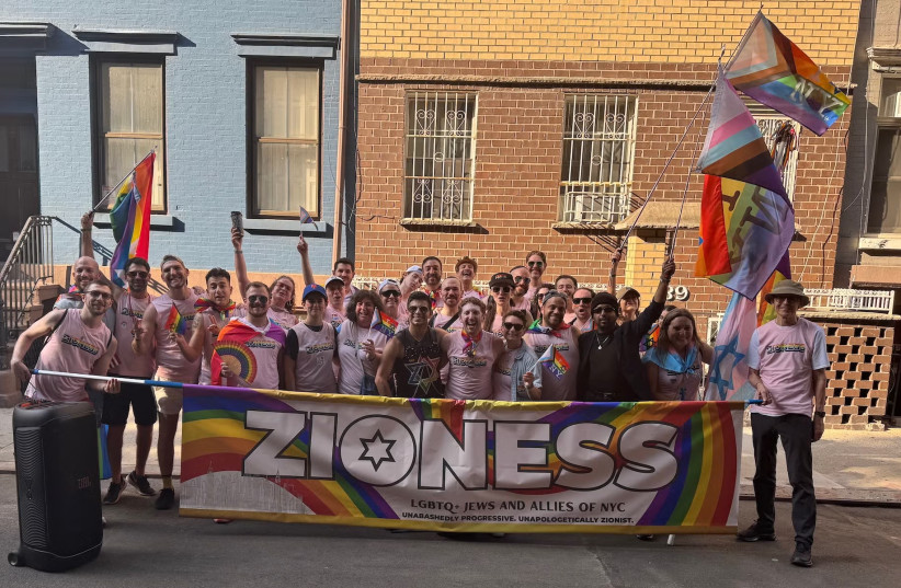 Jewish marchers join the ''Zioness'' contingent at the New York City Pride March on June 28, 2026.