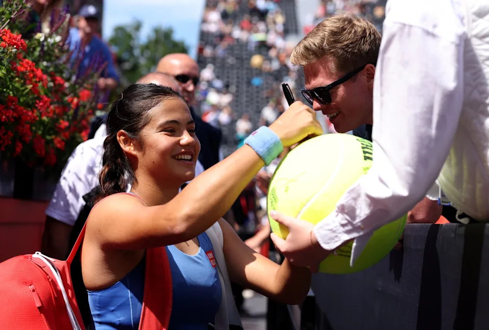 Raducanu thanked the partisan home crowd for their support after a tricky second set (Getty)