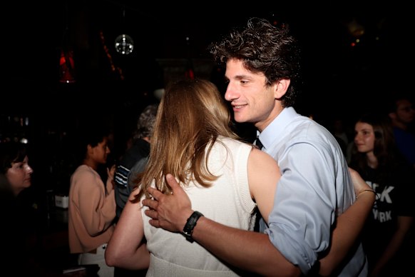 Democratic congressional candidate Jack Schlossberg greets supporters during an election night watch party.