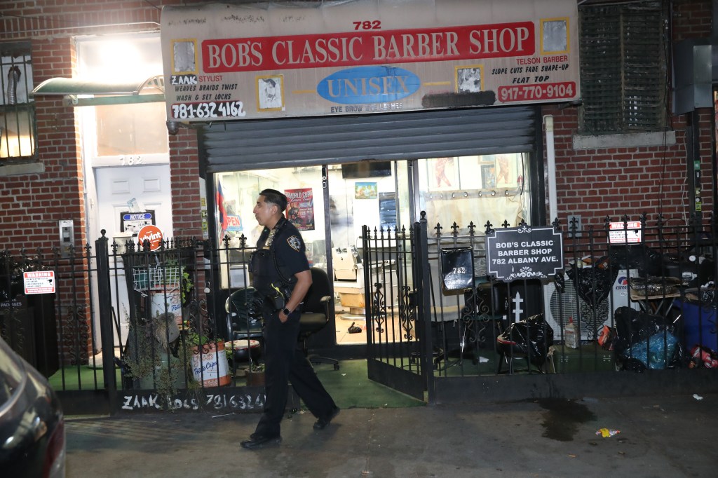 The victim was stabbed twice, including in the left eye, inside Bob’s Classic Barber Shop on Albany Avenue near Lenox Road in East Flatbush, authorities said. 