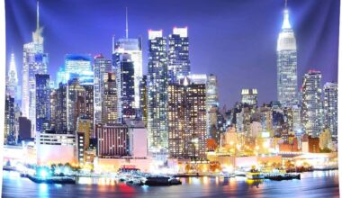 New York City Skyline Backdrop – 9x6ft Polyester, Manhattan Night Scene For Photo Studio & Video