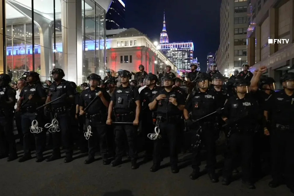 Video captured cops lining up to potentially face fans. FNTV