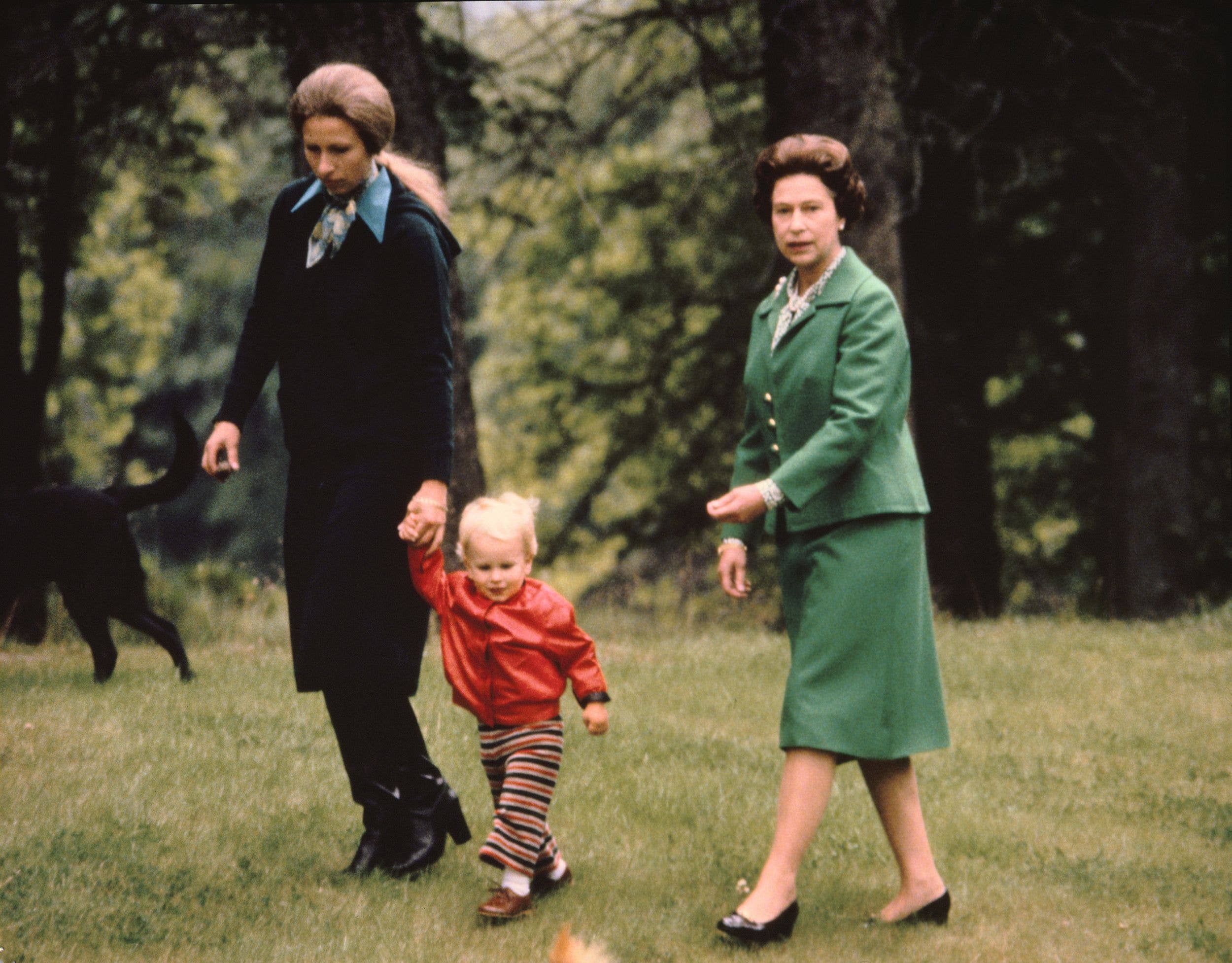 Peter pictured with his mom Princess Anne and grandmother Queen Elizabeth at Balmoral in 1979