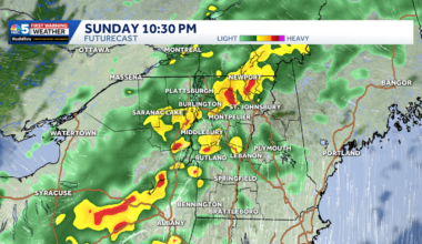 Downpours and strong storms possible Sunday in Vermont, New York