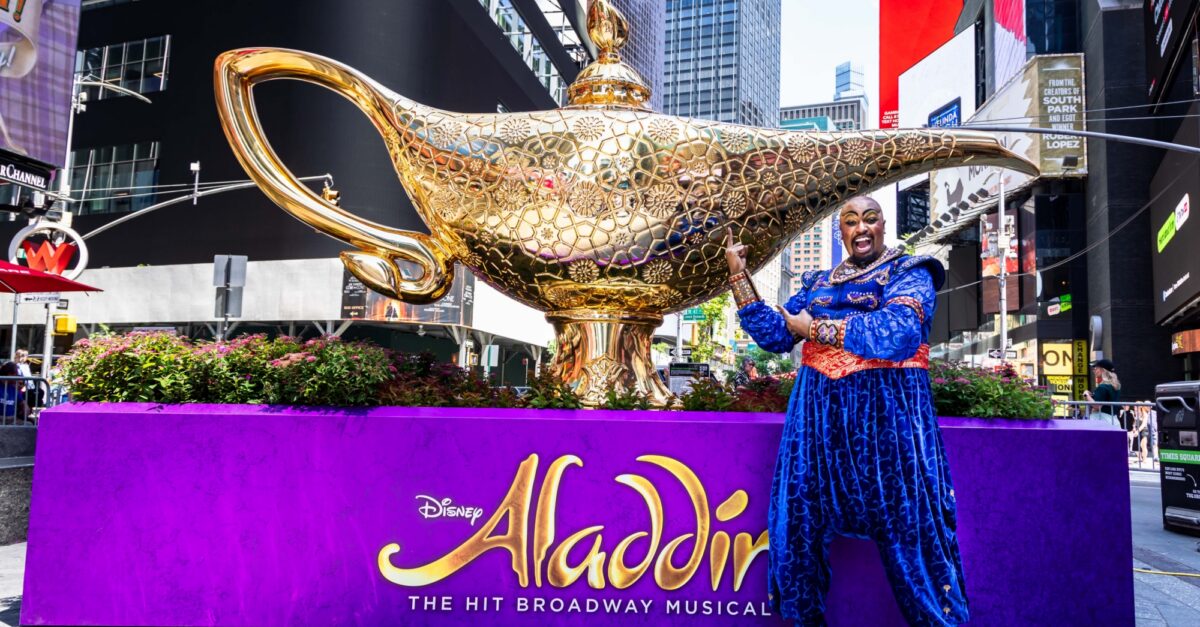 Disney's Aladdin Reveals Giant Magic Lamp in Duffy Square