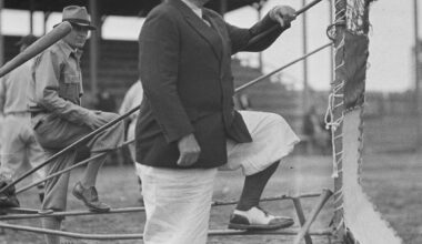 Wilbert Robinson, manager of the Brooklyn Dodgers, is seen in Clearwater, Fla., as he looks over his baseball prospects for the season, Feb. 26, 1931. Photo: AP