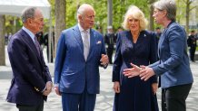 FILE - From left, former New York City Mayor Michael Bloomberg, Britain's King Charles III, Queen Camilla and Elizabeth Hillman, president and CEO of the National 9/11 Memorial an Museum, visit the 9/11 Memorial, April 29, 2026, in New York. (AP Photo/Yuki Iwamura, Pool, File)