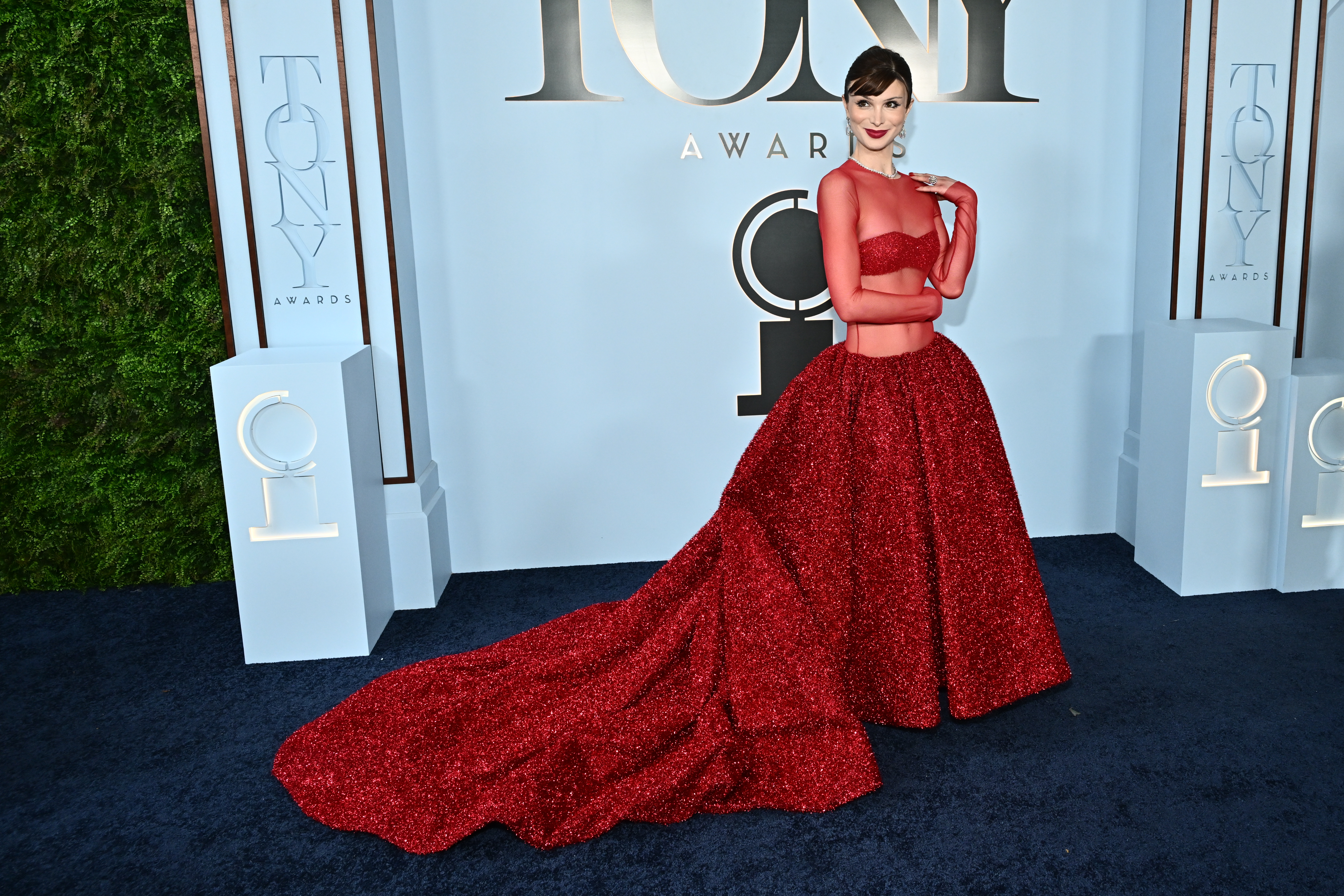 Dylan Mulvaney arrives at the 79th Tony Awards on Sunday, June 7, 2026, at Radio City Music Hall in New York. (Photo by Evan Agostini/Invision/AP)