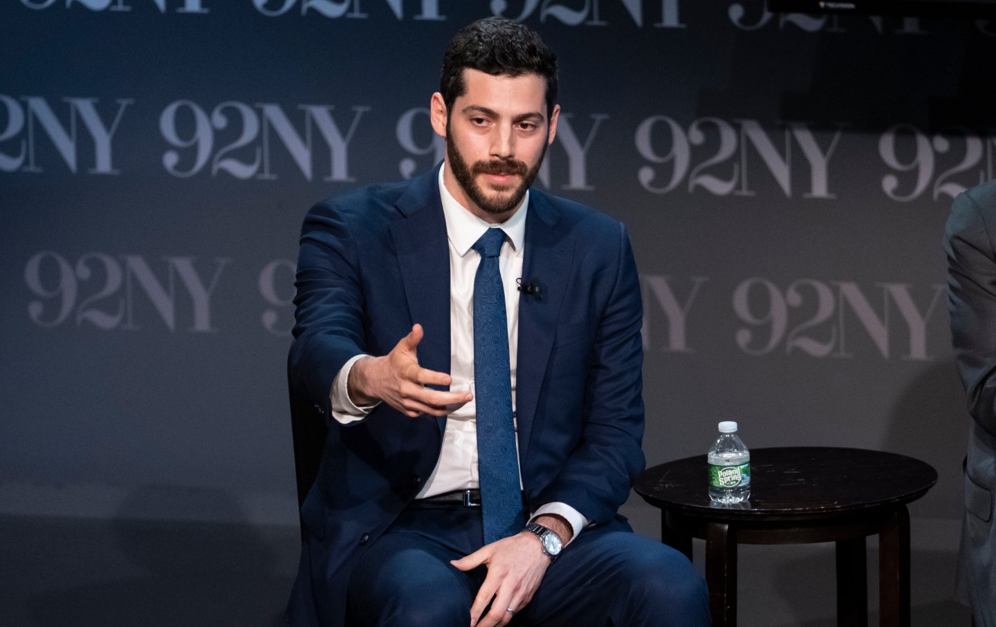 Alex Bores, democratic candidate in New York's 12th Congressional District, speaks during "NY-12 for Congress: Candidate Forum" at 92NY, April 15, 2026, in New York.