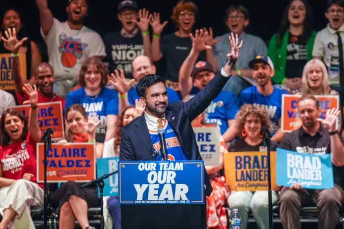 New York City Mayor Zohran Mamdani speaks during a Get Out The Vote rally ahead of New York's primary election, Thursday, June 18, 2026, in the Brooklyn borough of New York.