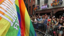 Parade-goers attend the NYC Pride March near the Stonewall Inn, Sunday, June 28, 2026 in New York. (AP Photo/Pamela Smith)