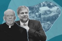 St. John’s University president Brian Shanley and Wagner College president Jeffrey Doggett with Staten Island campus of St. John’s University