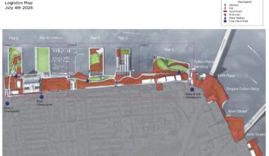 Fireworks viewing zones at Brooklyn Bridge Park. Map: BBP